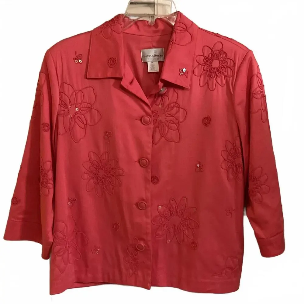 Petite Sequin Embellished Coral Jacket XL